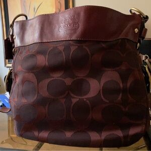Coach Burgundy and Brown Hobo Bag